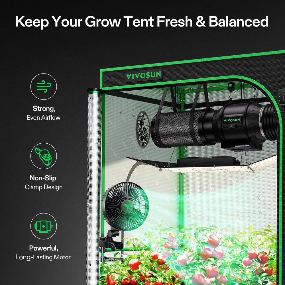 VIVOSUN AeroWave A6 Grow Tent Clip Fan side view with clamp