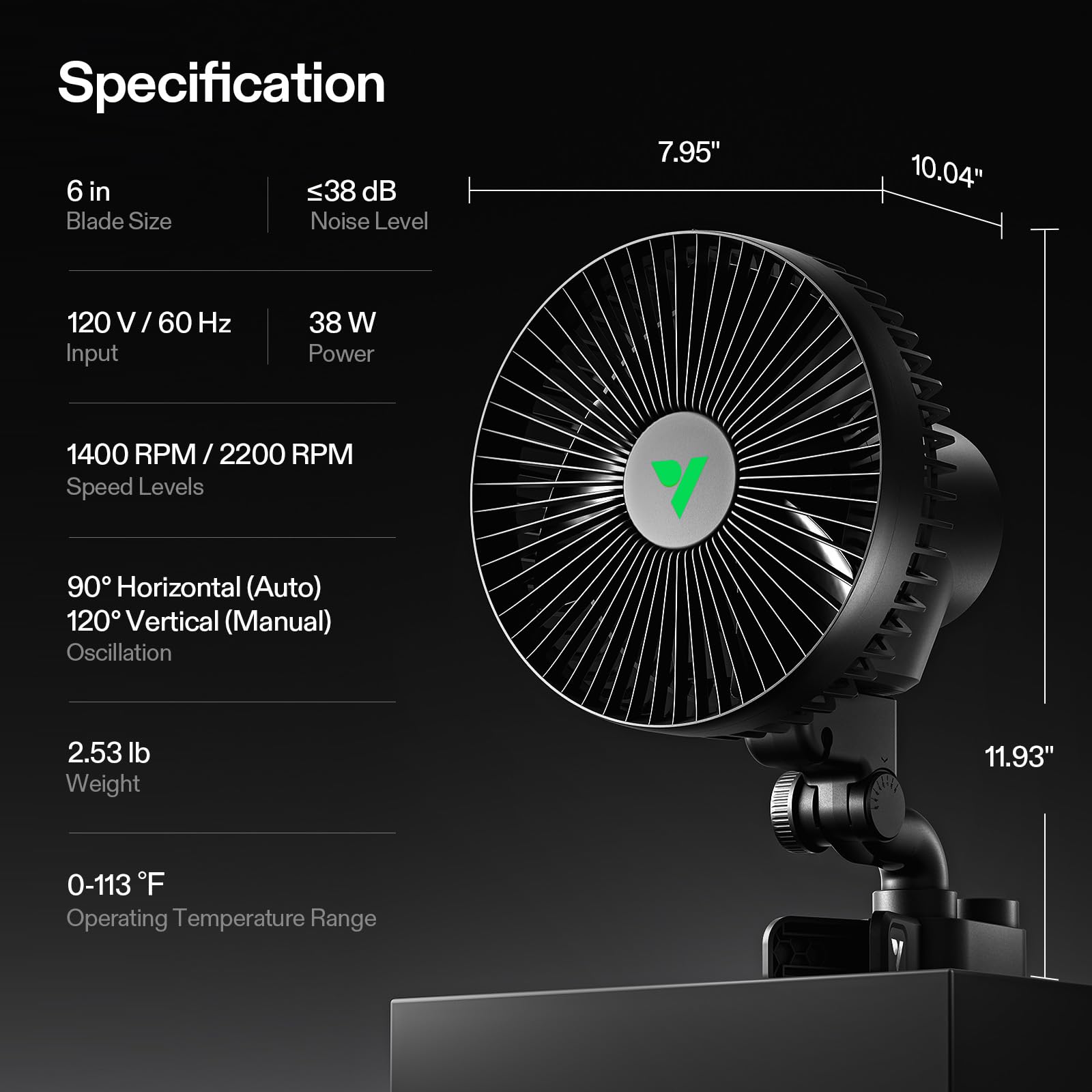VIVOSUN AeroWave A6 Grow Tent Clip Fan user manual and packaging