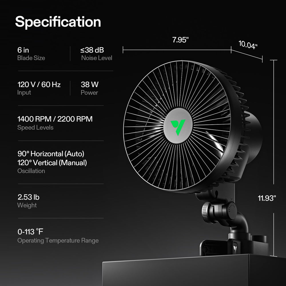 VIVOSUN AeroWave A6 Grow Tent Clip Fan user manual and packaging