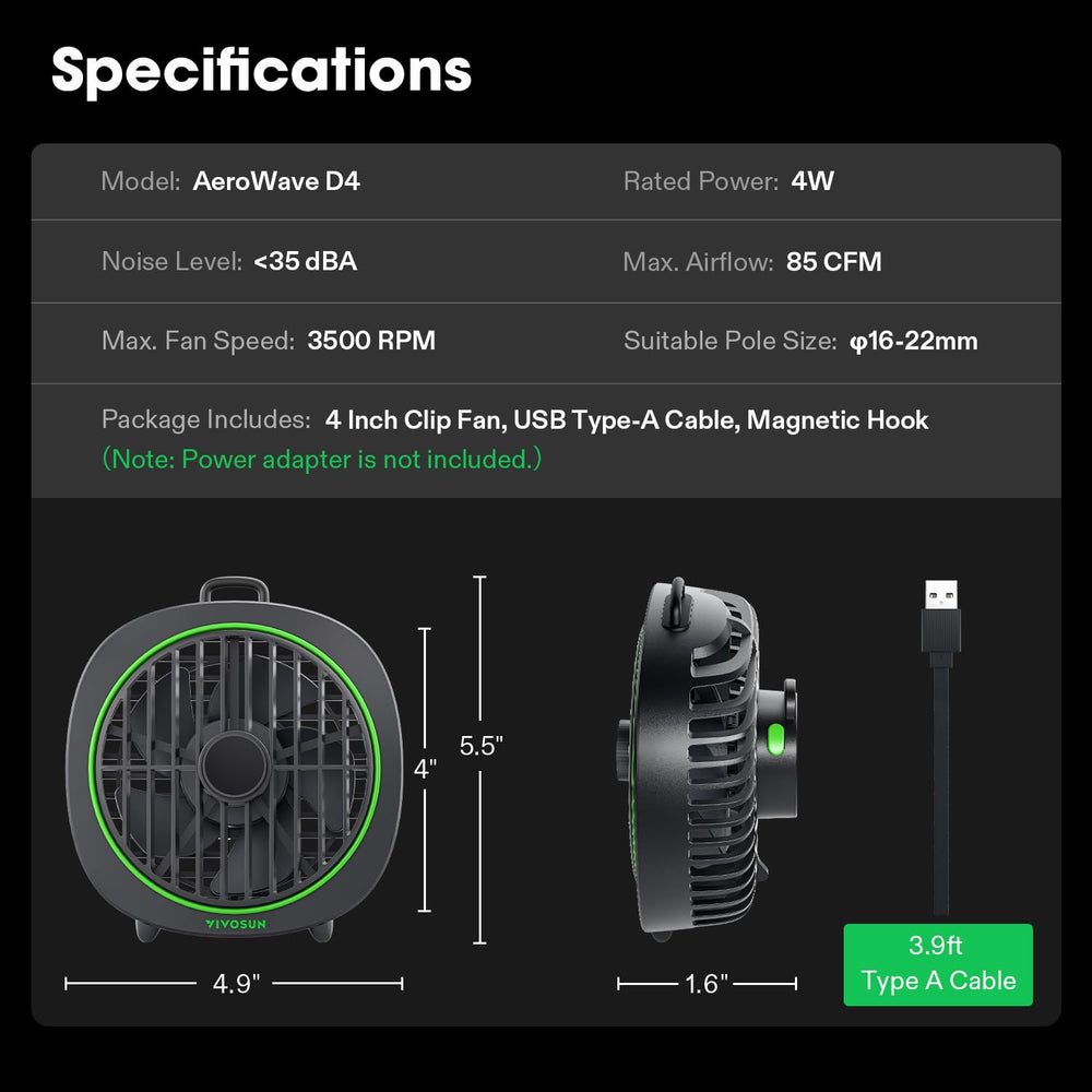 VIVOSUN AeroWave D4 Fan close-up of detachable hook