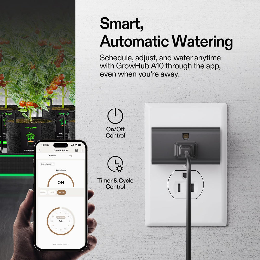 VIVOSUN app interface for controlling irrigation