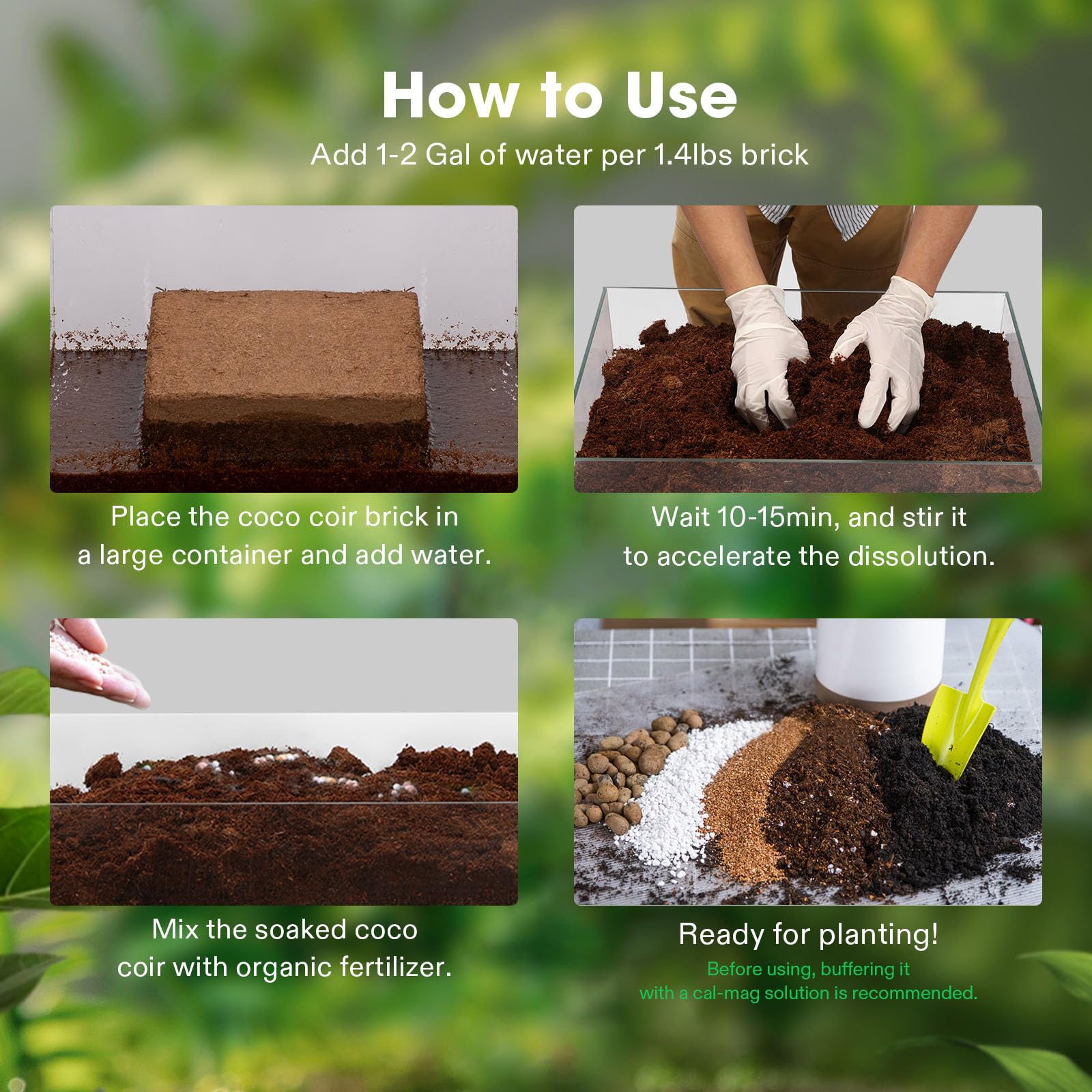 VIVOSUN coco coir brick used in a garden setting