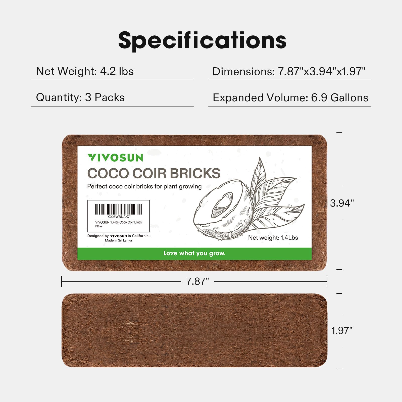 VIVOSUN Coco Coir Brick used with various plants and flowers