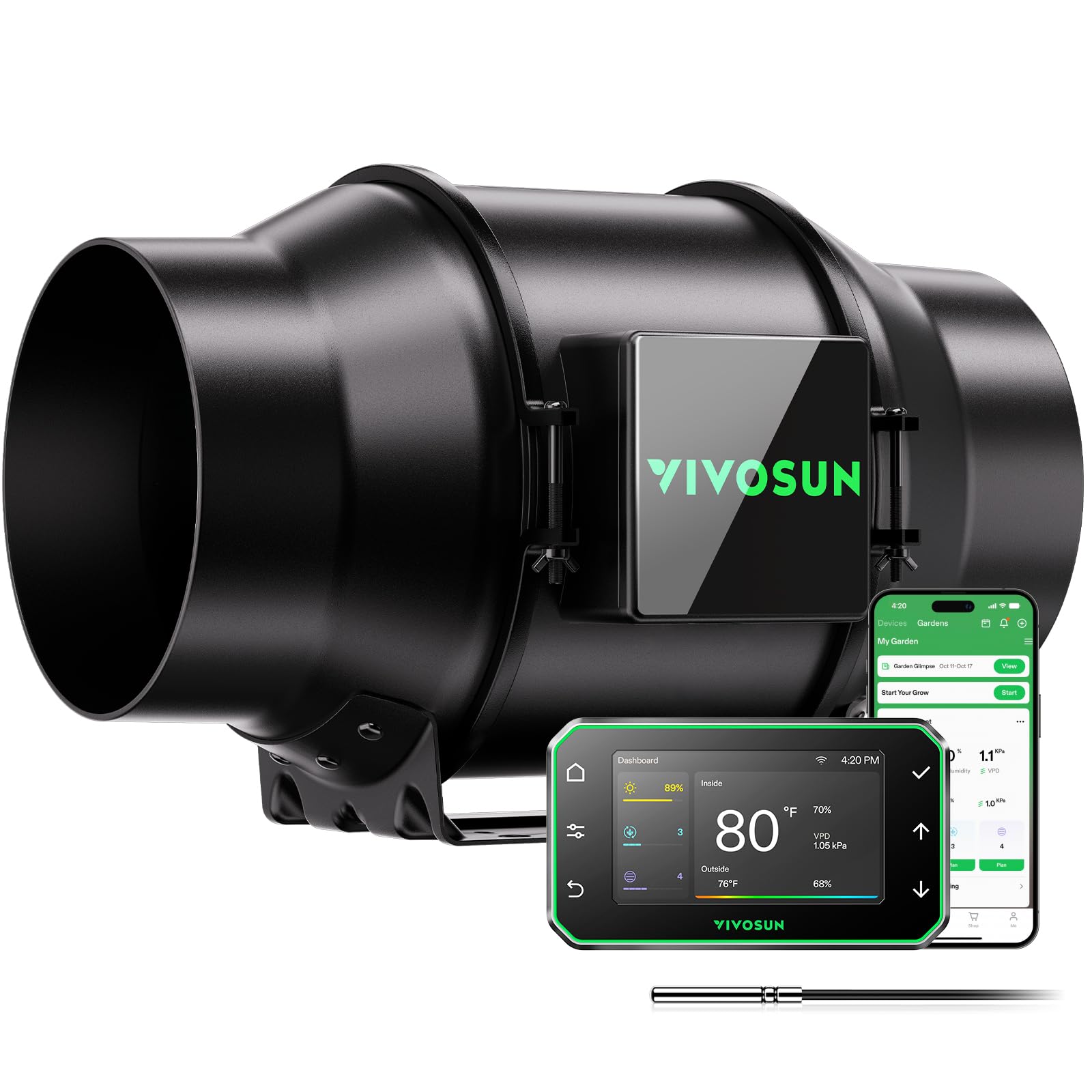 VIVOSUN G6 6" Inline Fan front view