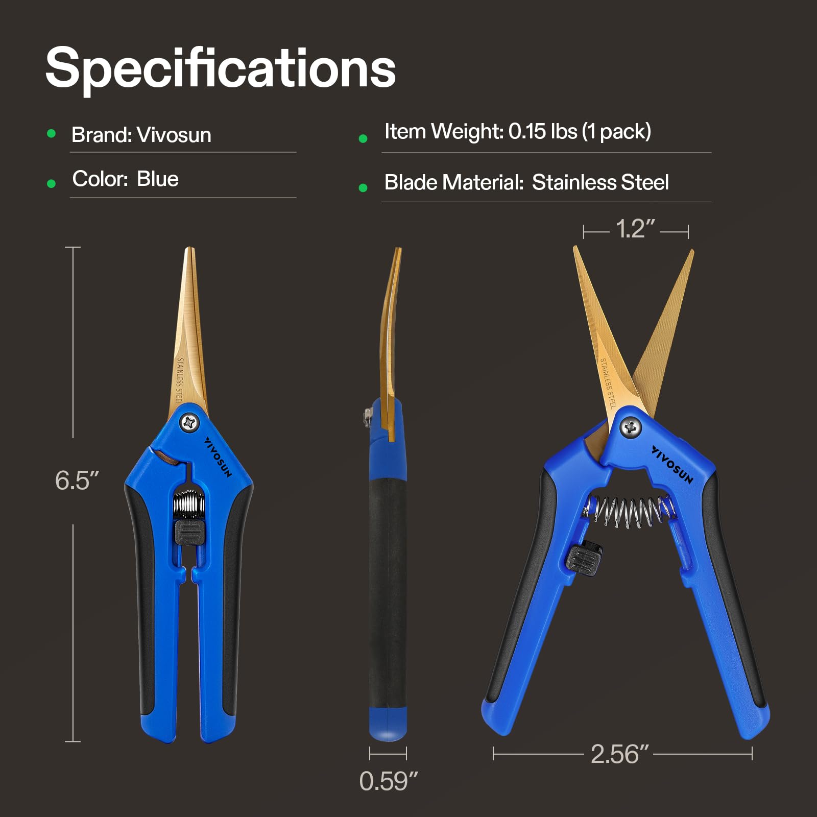 VIVOSUN Garden Scissors with spring-loaded mechanism