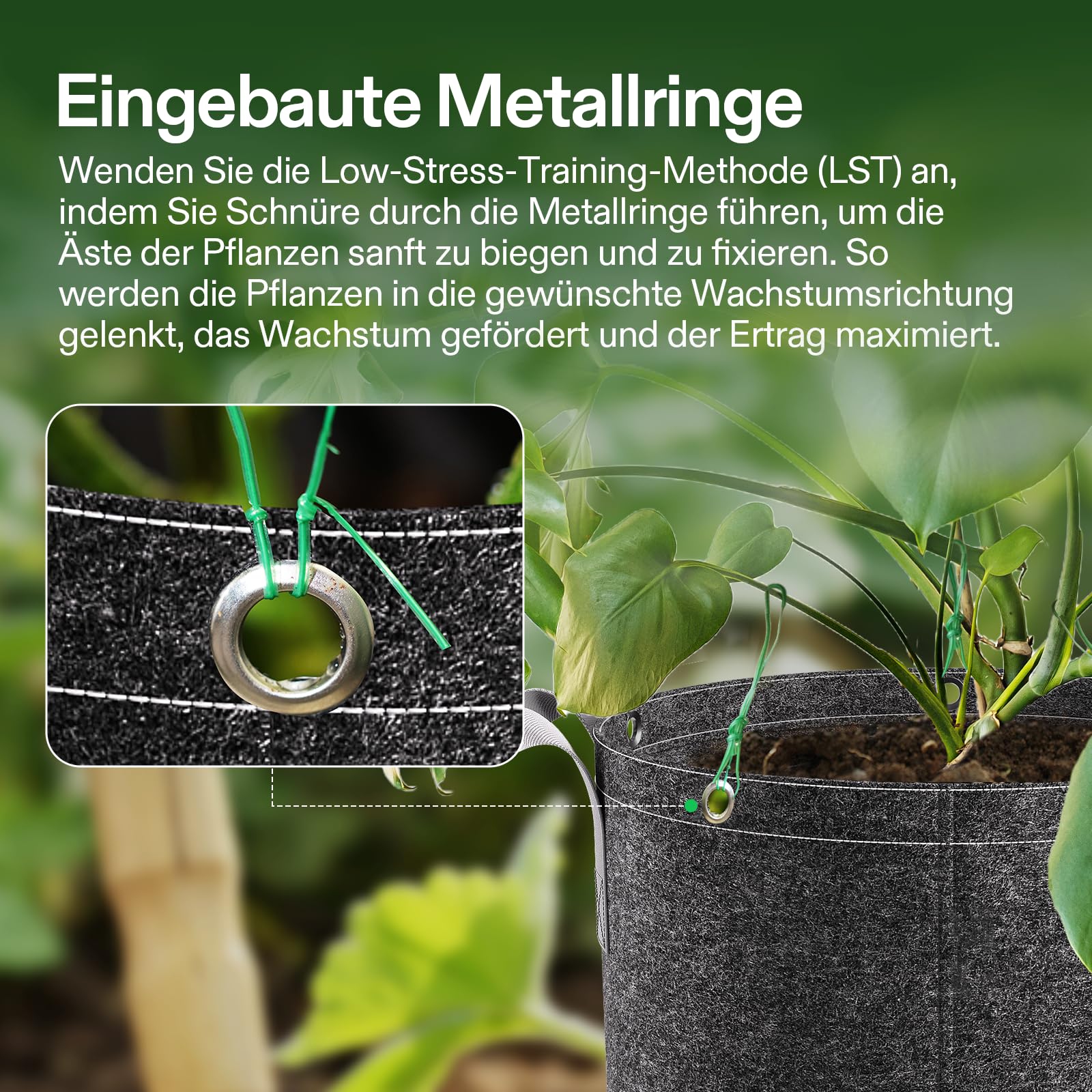 VIVOSUN grow bag being filled with soil