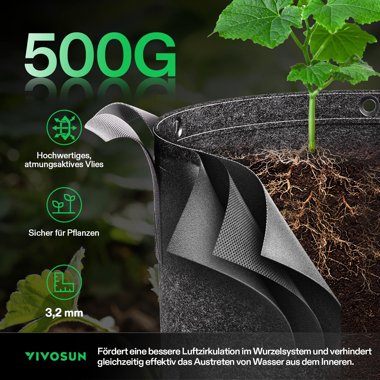 VIVOSUN grow bag with plants growing inside