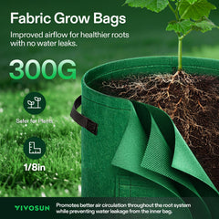 VIVOSUN grow bags displayed on a patio with plants inside