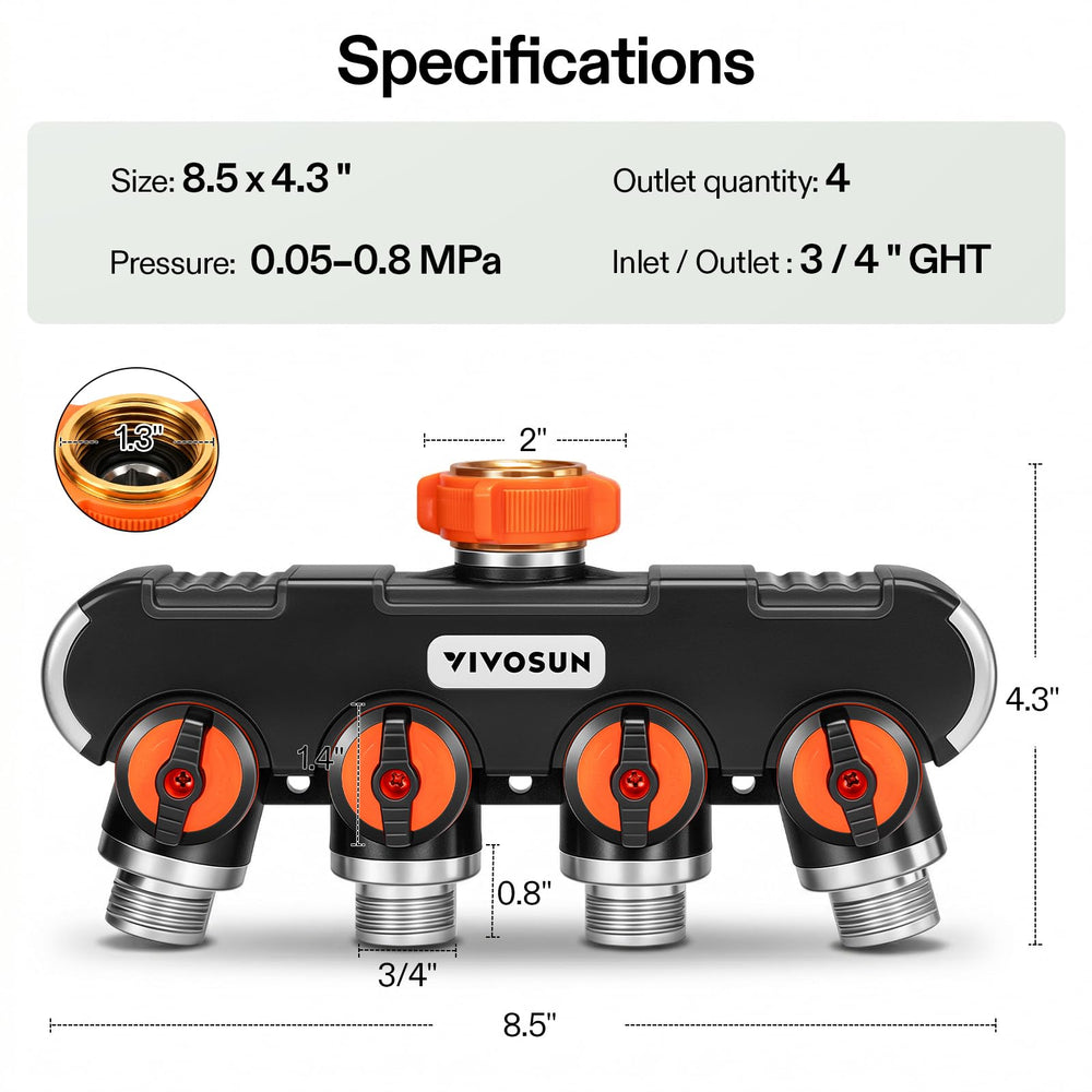VIVOSUN hose splitter with attached garden hoses