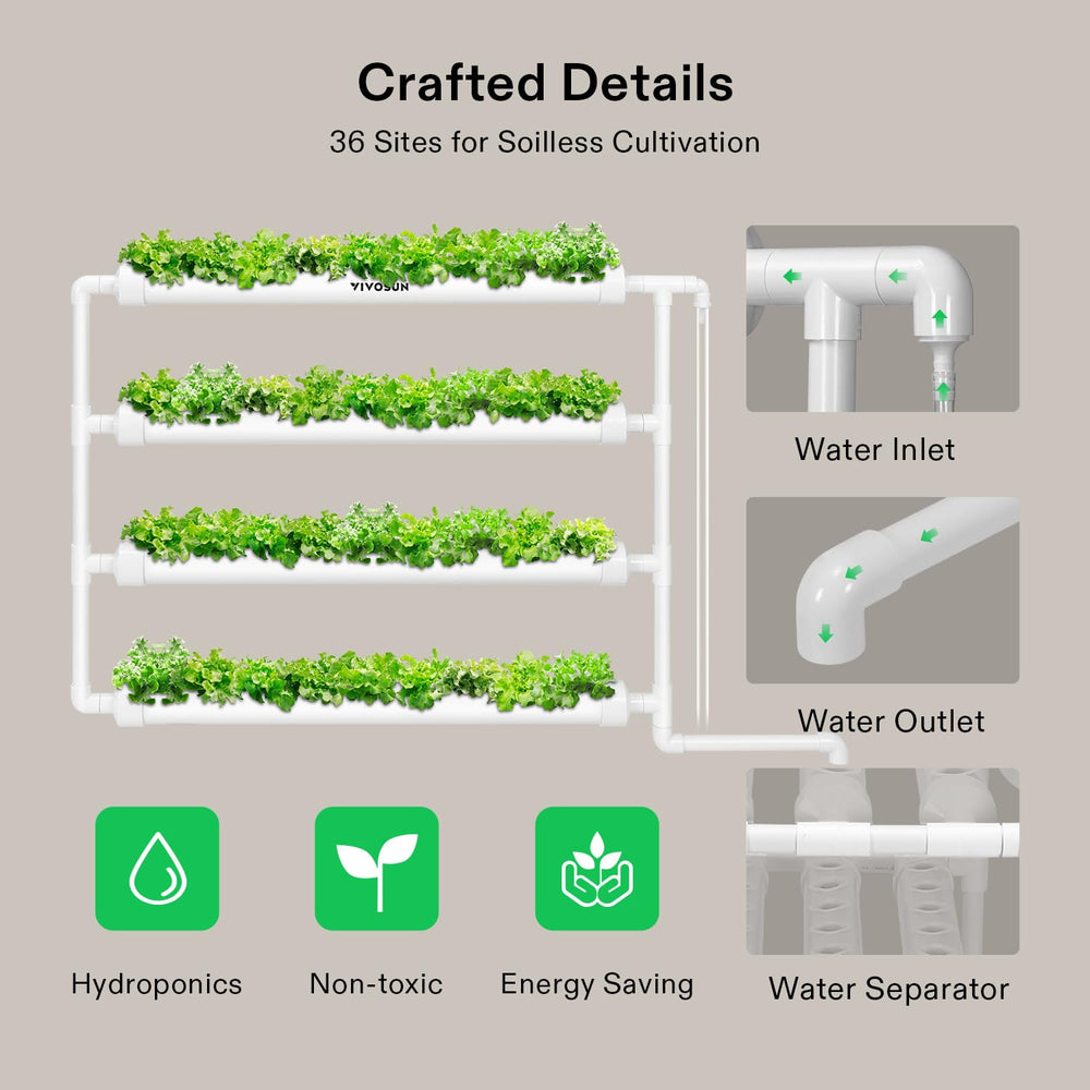 VIVOSUN Hydroponic Grow Kit components including water pump and timer