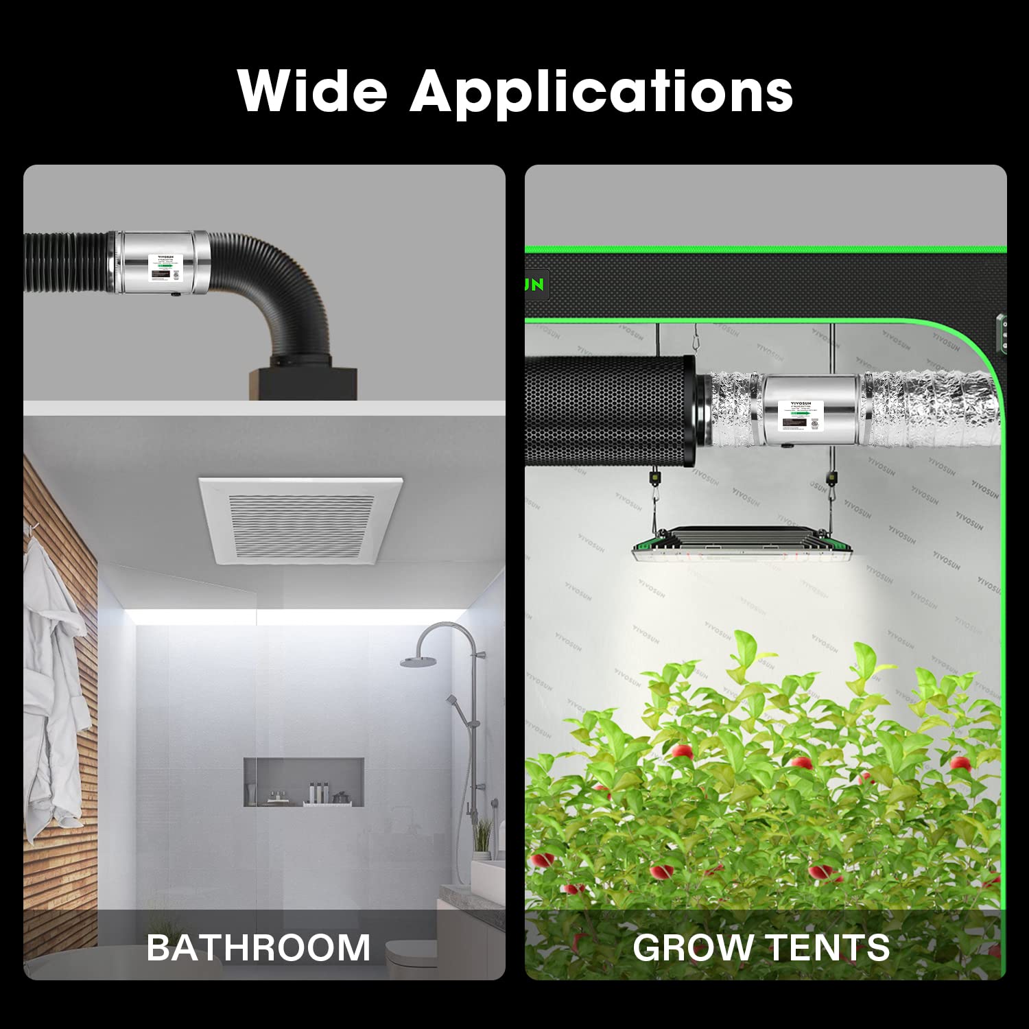 VIVOSUN Inline Fan in a grow room setup for ventilation
