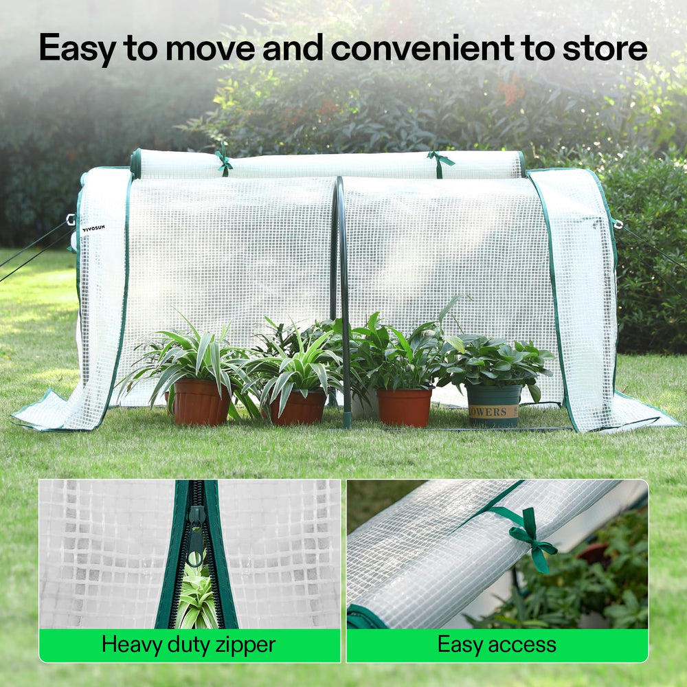 VIVOSUN Mini Greenhouse with roll-up zippered door open