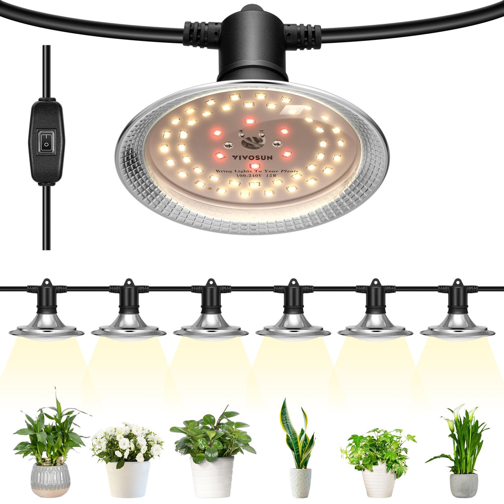 VIVOSUN Outdoor LED Grow Lights front view with six bulbs