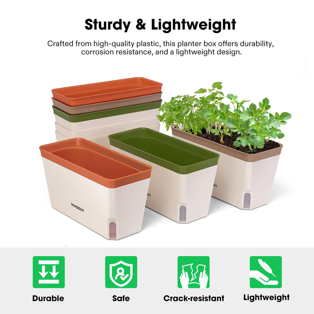 VIVOSUN planters arranged on a windowsill with herbs