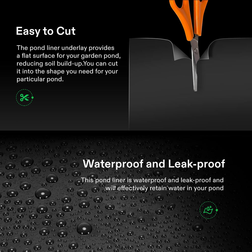 VIVOSUN pond liner installed in a garden pond