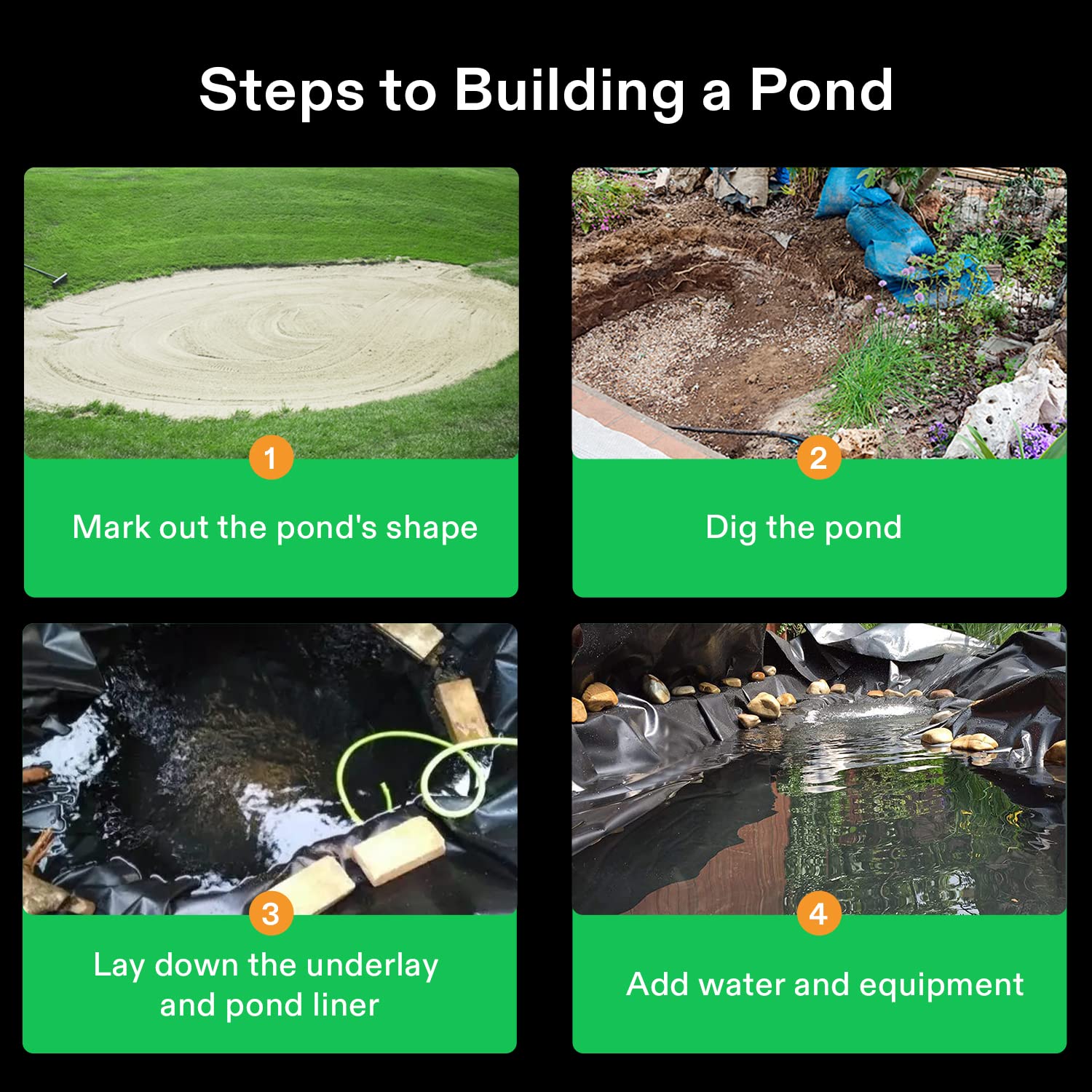 VIVOSUN pond liner with pebbles on top for protection