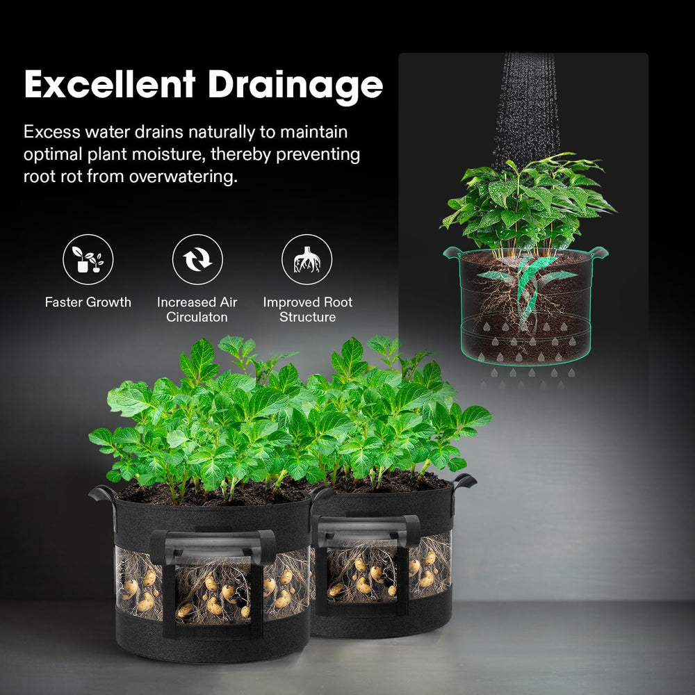 VIVOSUN Potato Grow Bags in a garden setting with plants