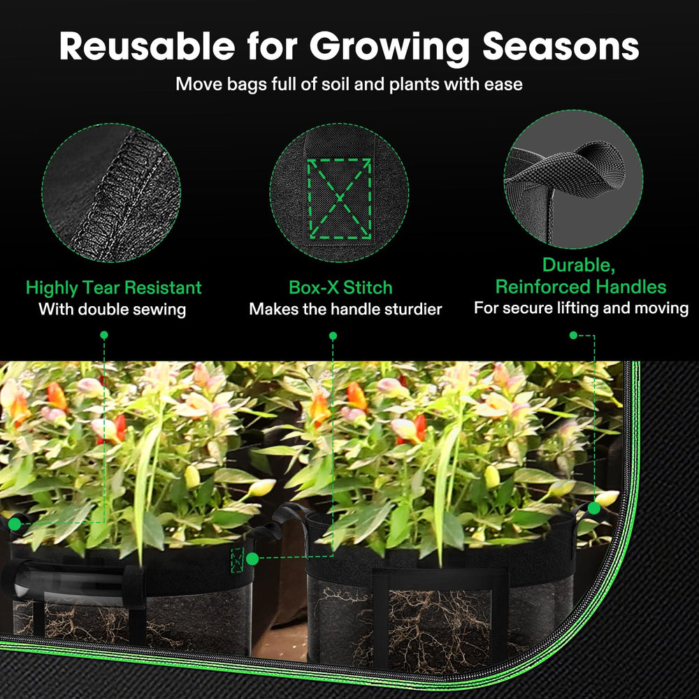 VIVOSUN Potato Grow Bags with various plants growing inside