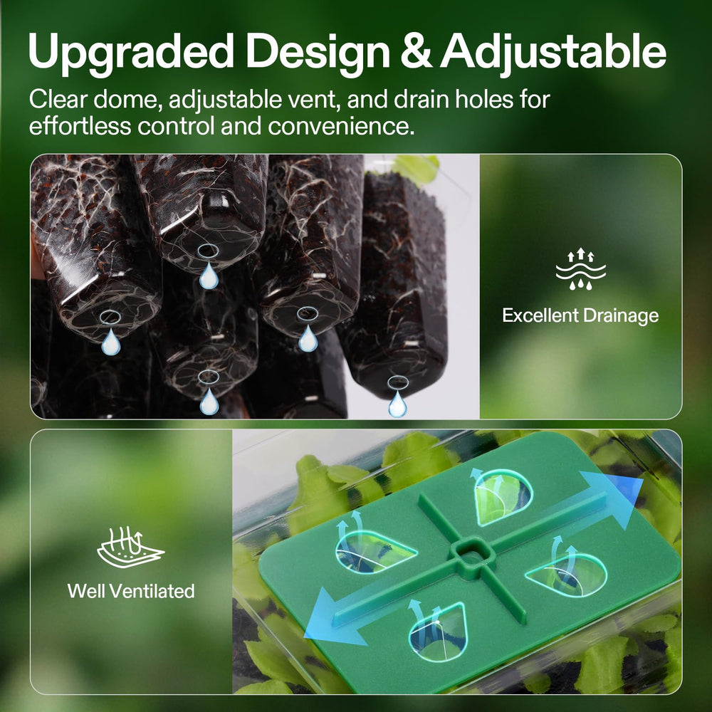 VIVOSUN seed starter trays showing adjustable vents
