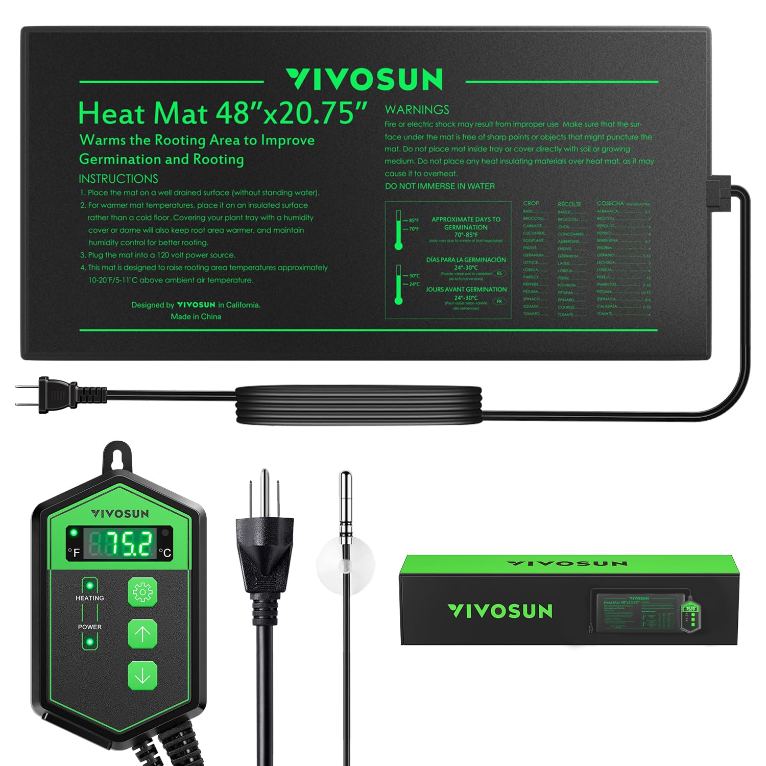 VIVOSUN Seedling Heat Mat 48" x 20.75" front view