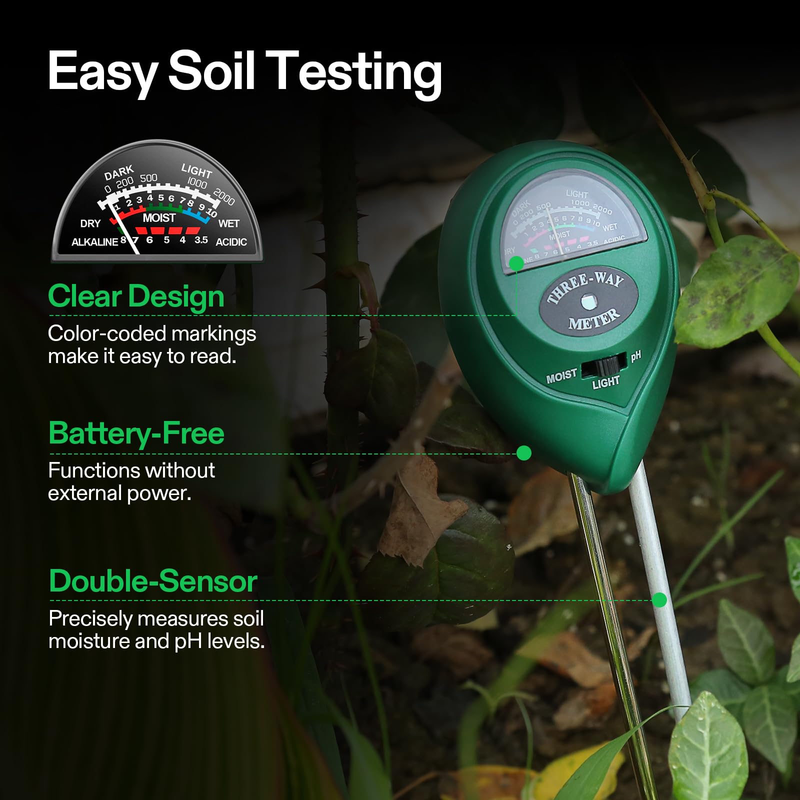 VIVOSUN Soil Meter in a home gardening setup