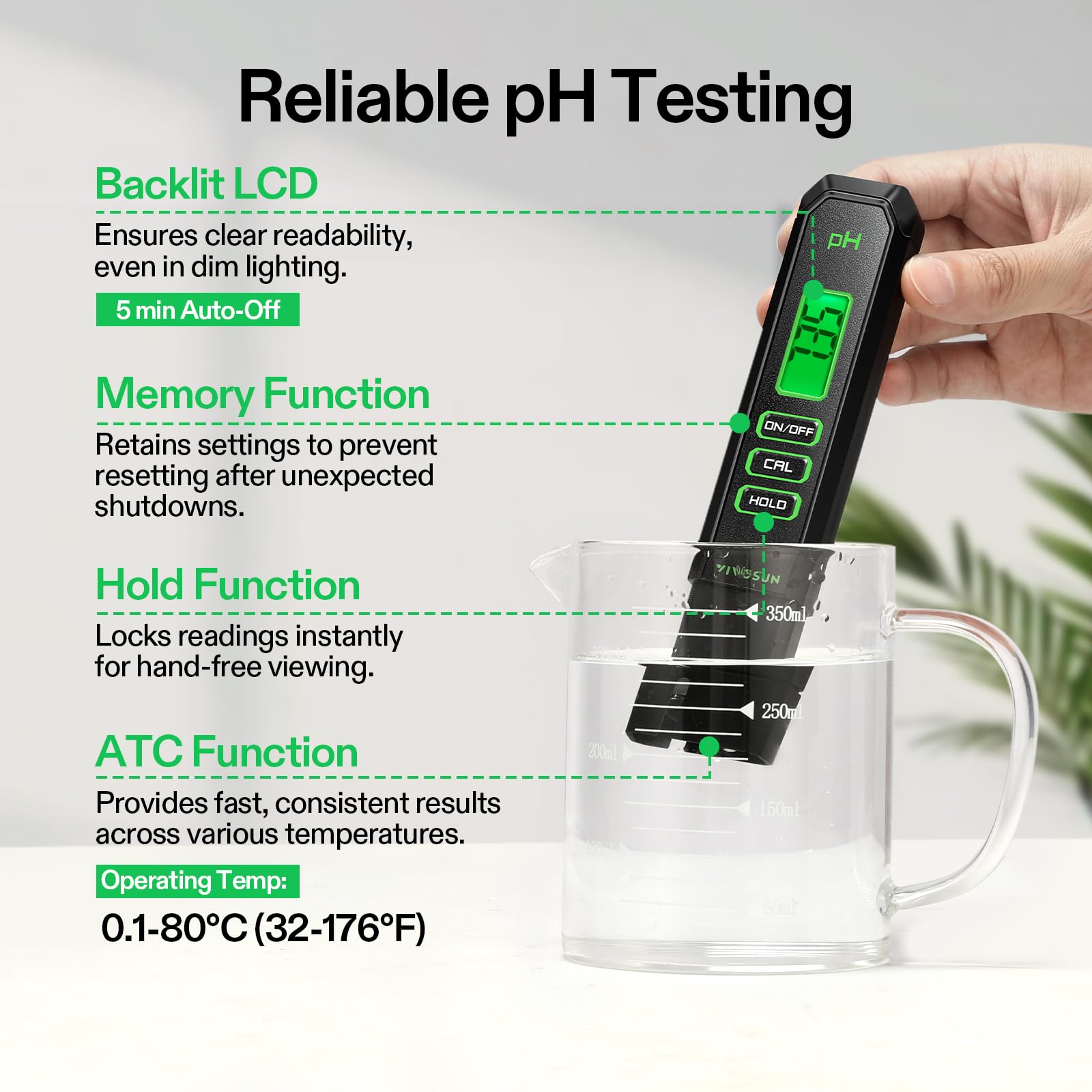 VIVOSUN Soil Meter showing pH measurement in use