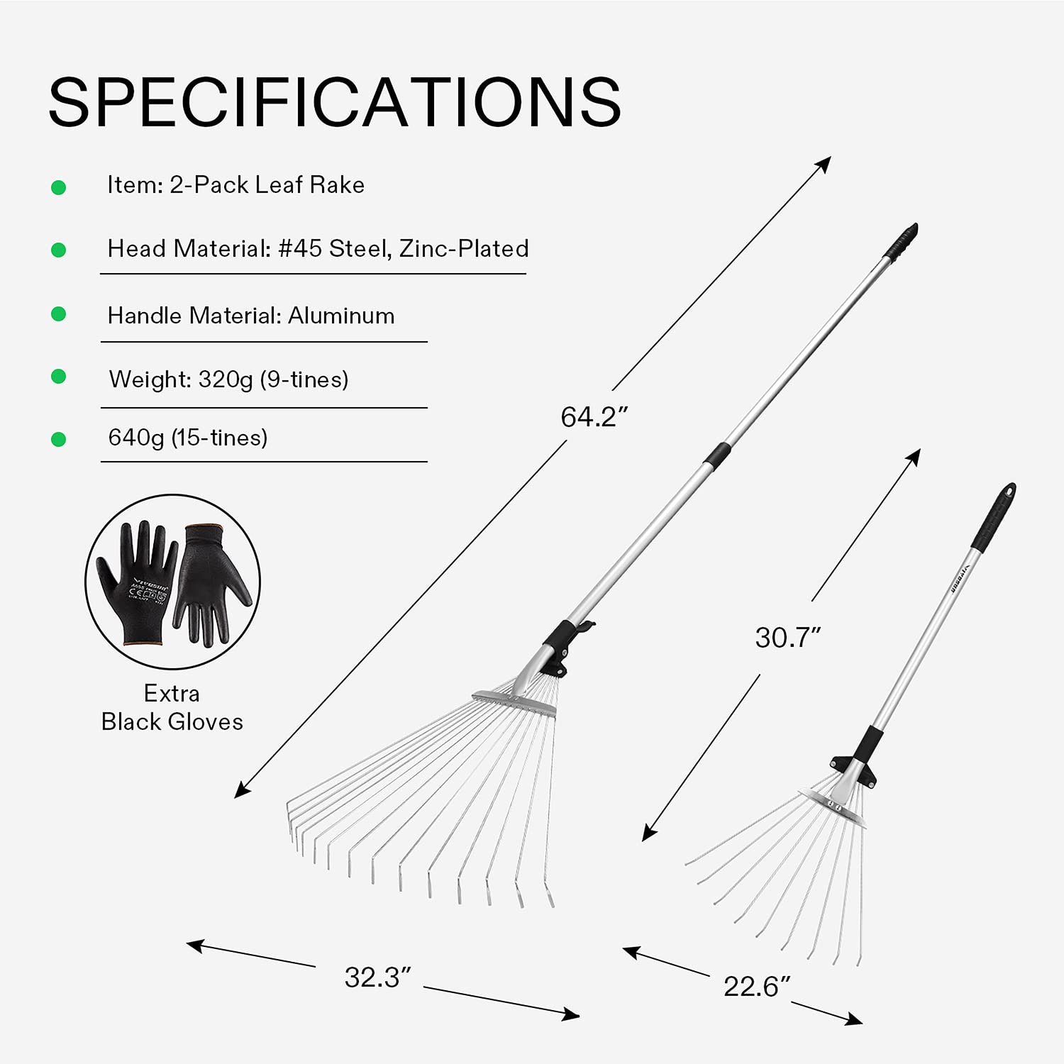 VIVOSUN telescopic rake extended to full length for comfortable use
