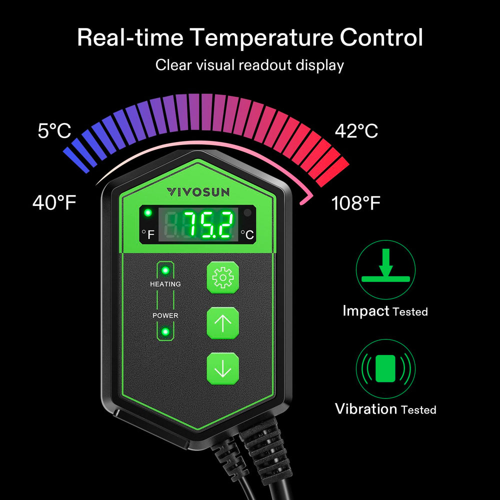 VIVOSUN thermostat mounted on wall