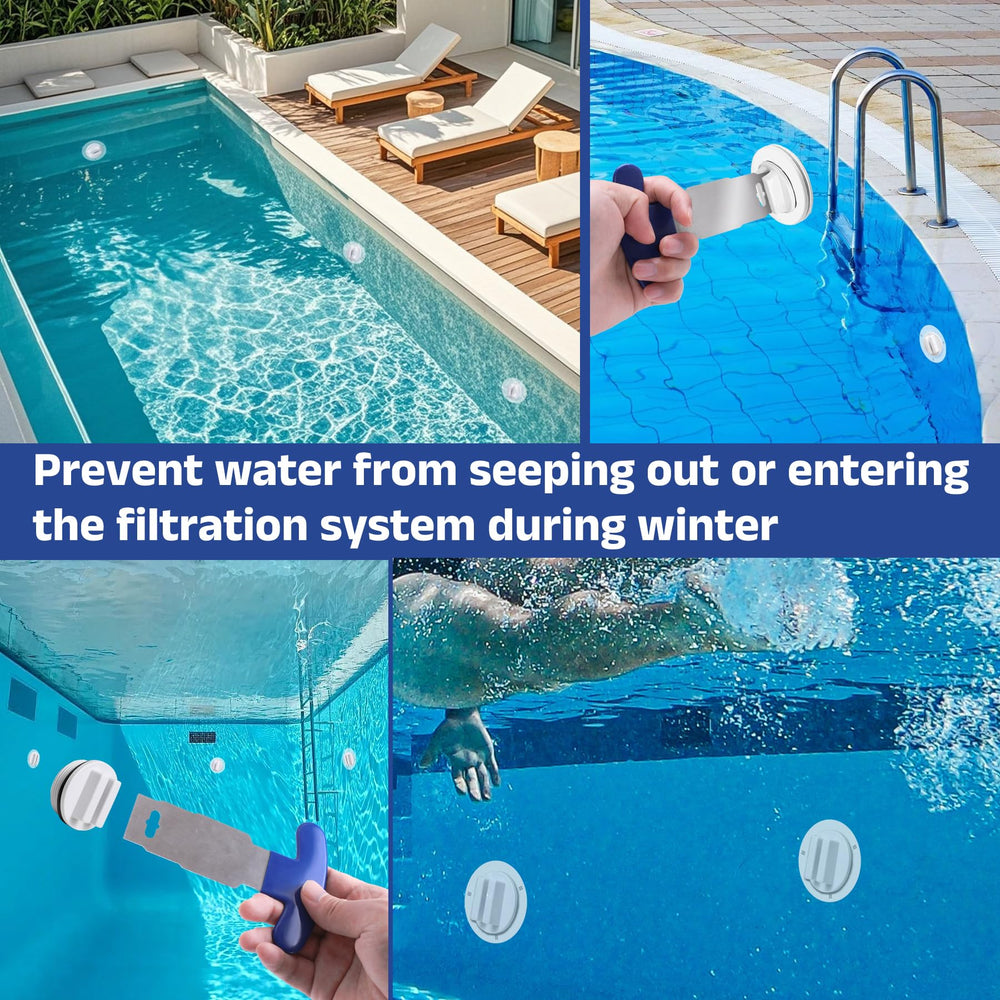 Vizava pool plug set in a storage container