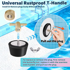 Vizava Rubber Pool Winter Plug showing dimensions and design