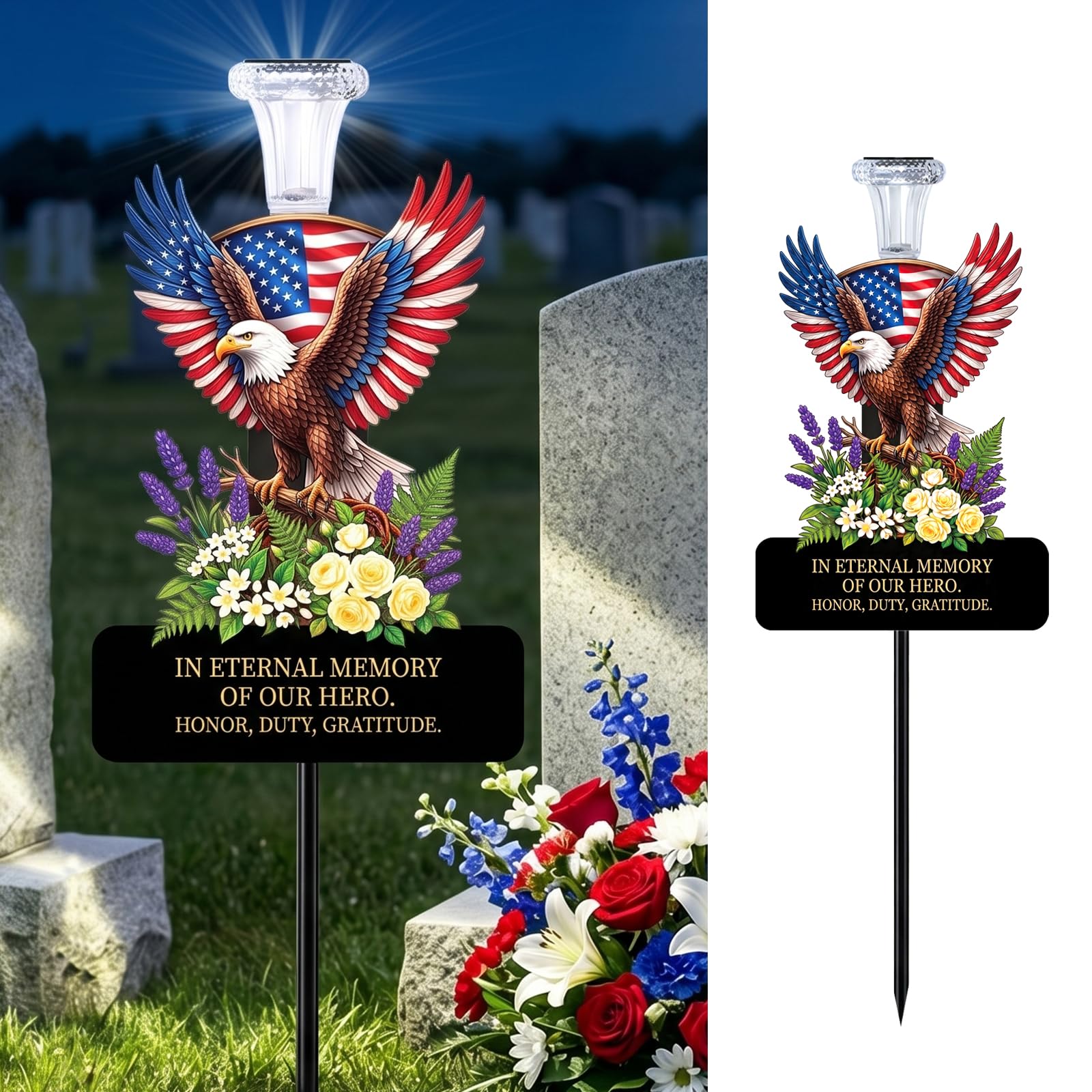 VKEVOC 20-inch memorial stake packaging and dimensions