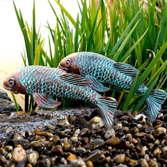 VKEVOC antique koi fish statue front view in bronze