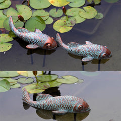 VKEVOC koi fish statue with iron pole for outdoor use
