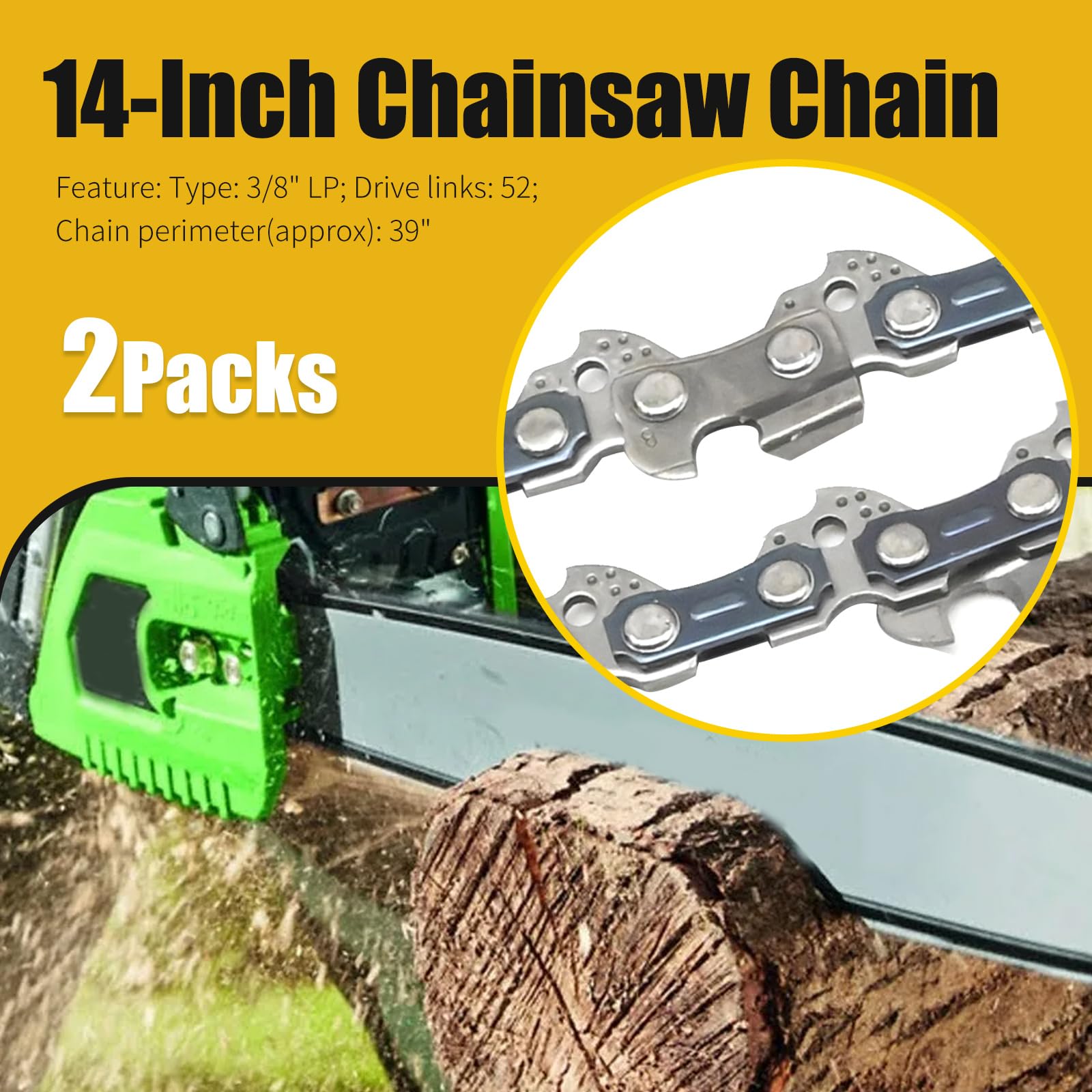 Vkinman 14-Inch Chainsaw Chain close-up of drive links