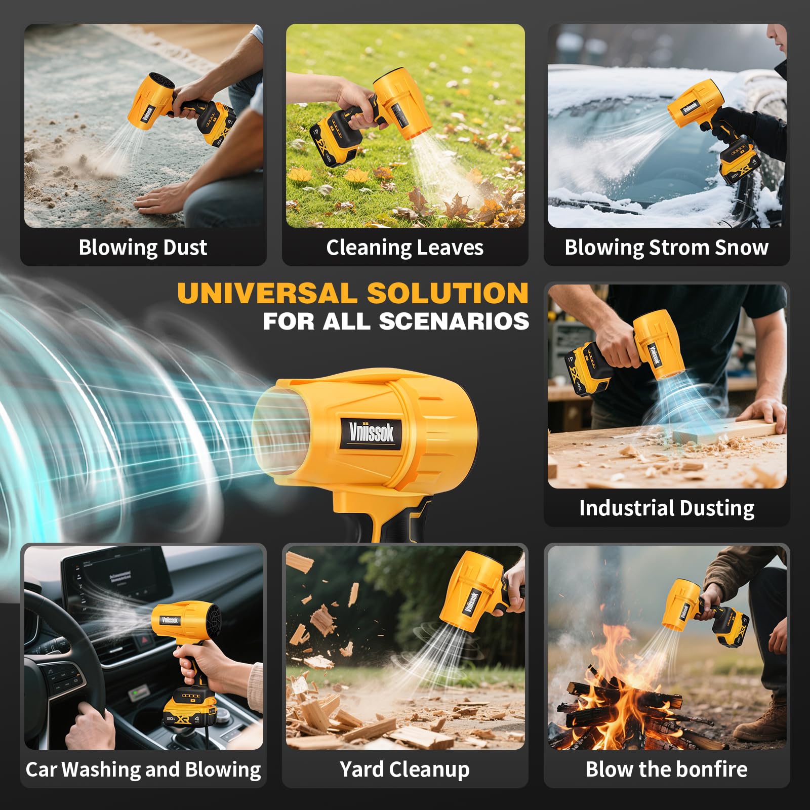 Vniissok Leaf Blower packaging displaying product features