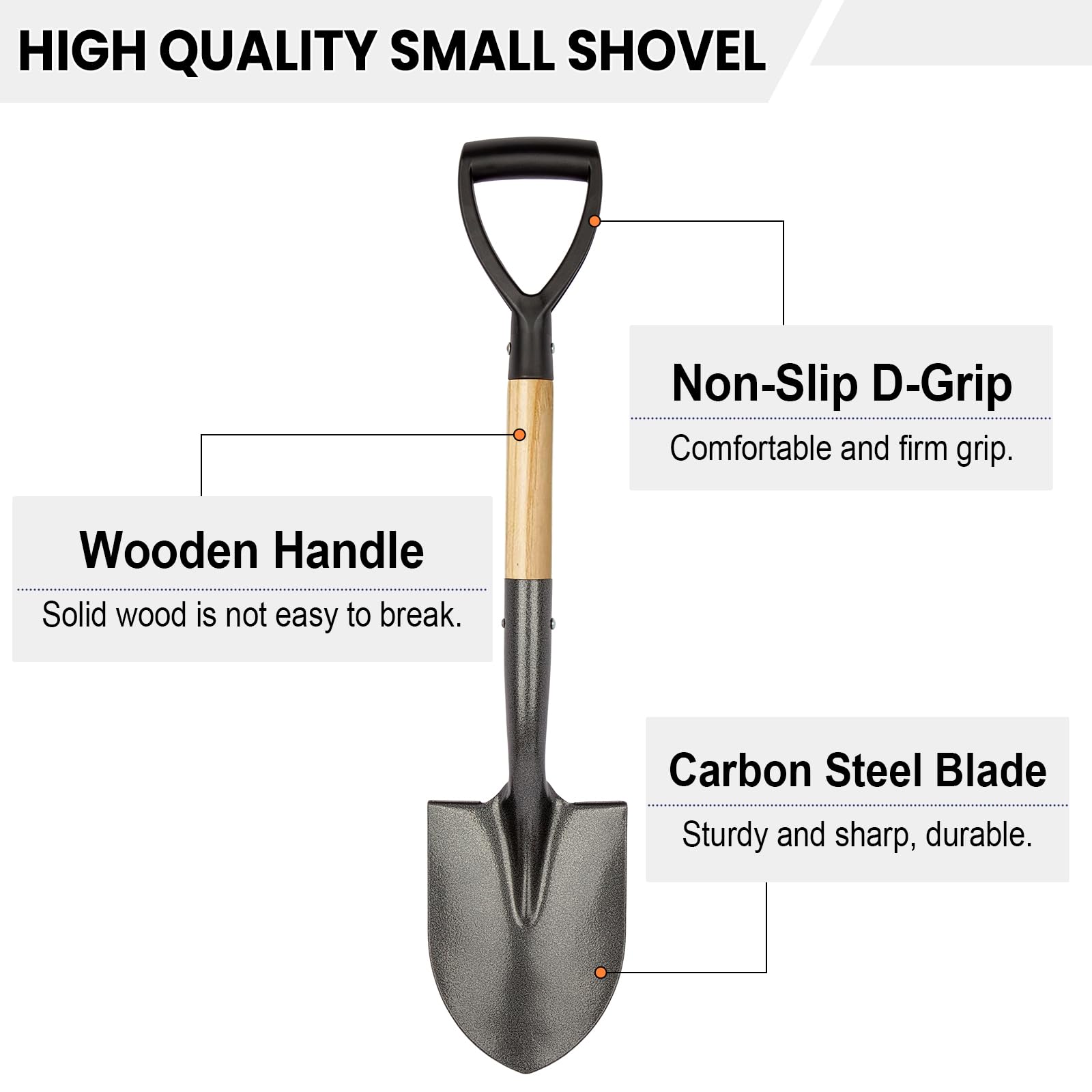 VNIMTI garden shovel D-handle close-up