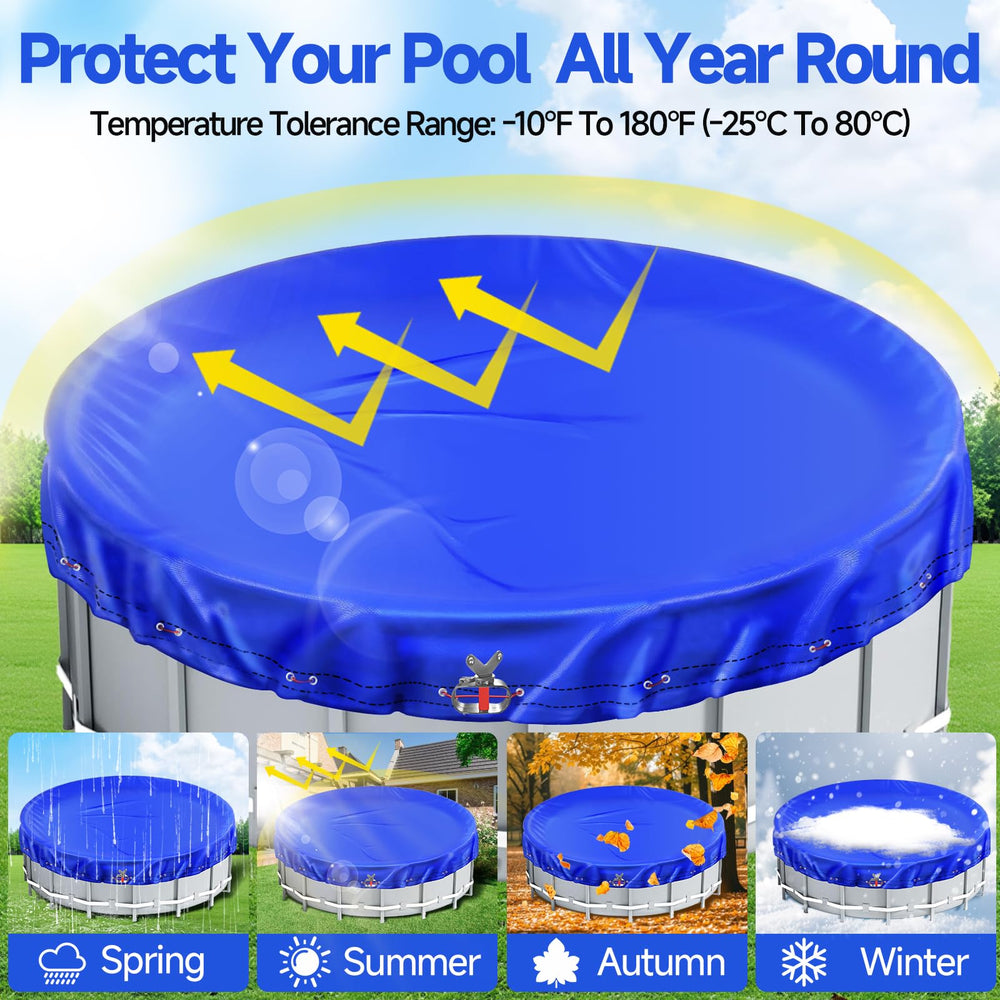 VniYors 18 ft Round Winter Pool Cover with steel cable attached