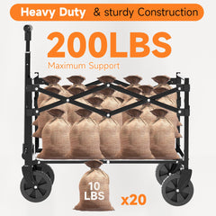Vocpuli Collapsible Wagon Cart folded for storage