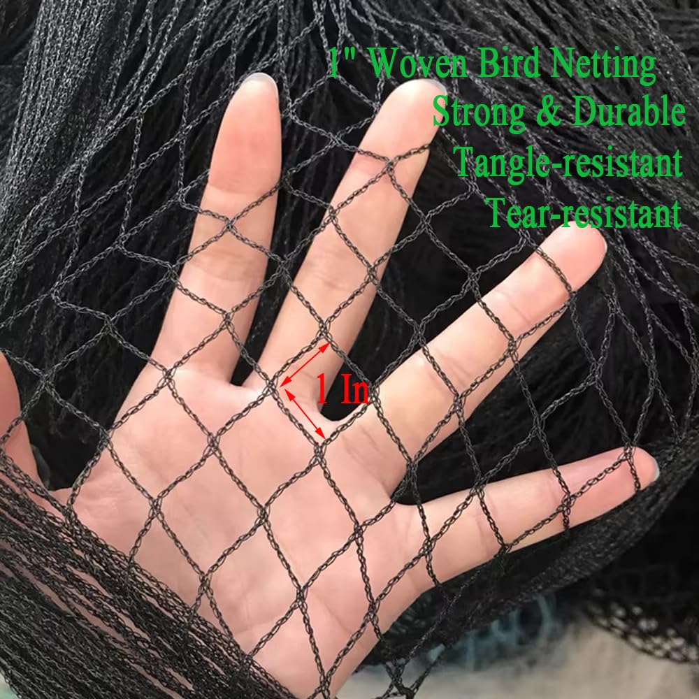 Vocray Bird Netting 50x50 Ft black mesh on garden plants