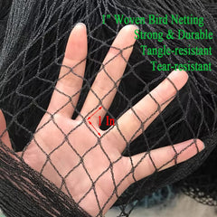 Vocray Bird Netting 50x50 Ft black mesh on garden plants