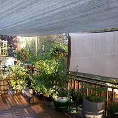 Vocray shade cloth installed over patio furniture