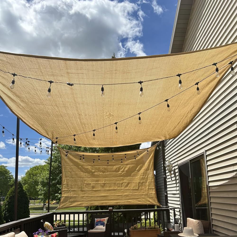 Vocray shade cloth shown in outdoor garden setting