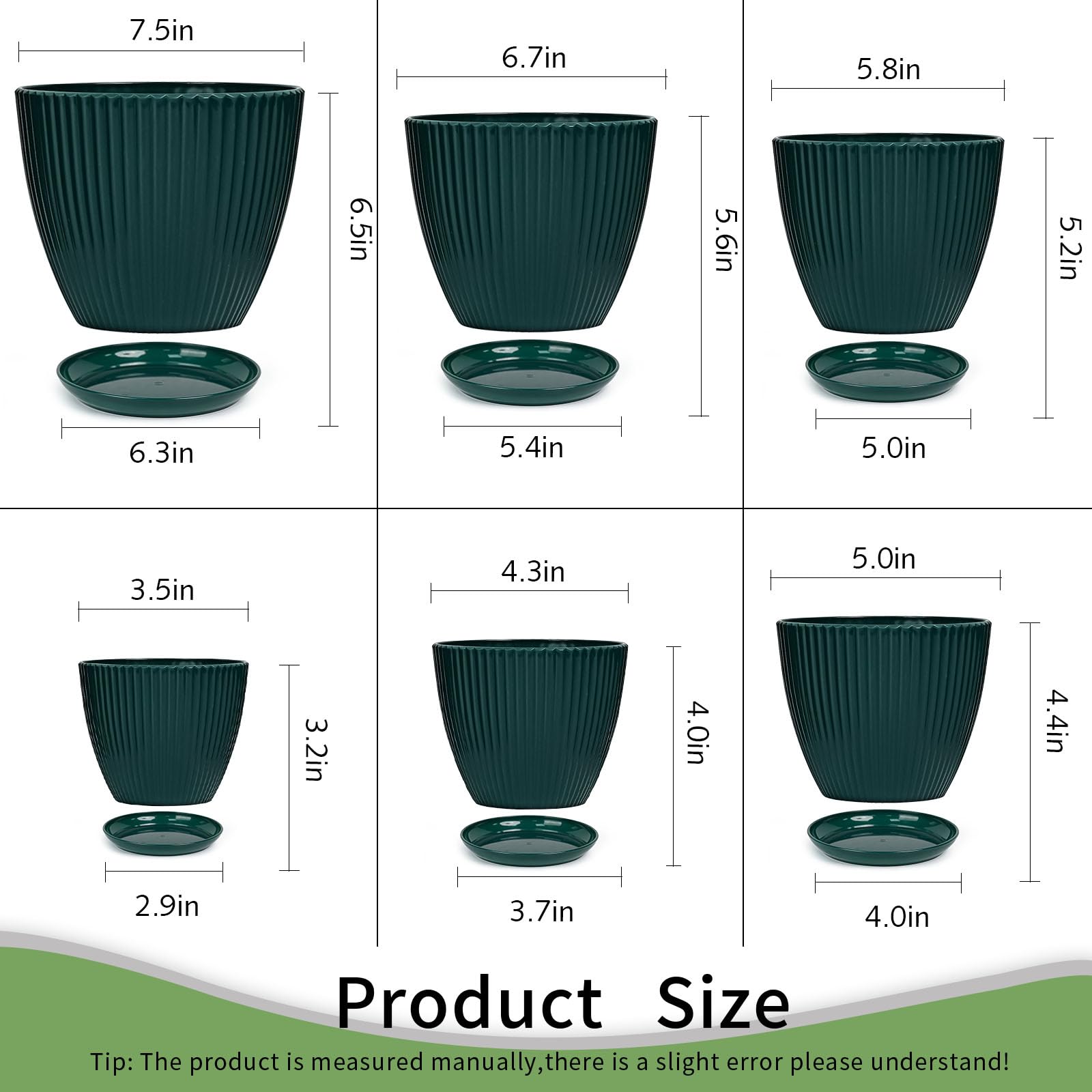 Vodotion 7.5 inch plant pot with green plant inside