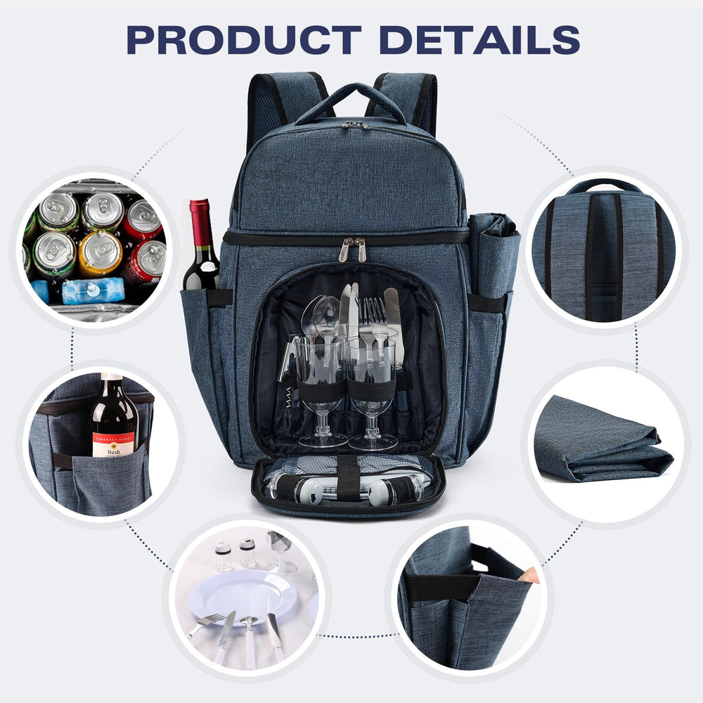 Vogano Picnic Backpack accessories including plates and utensils