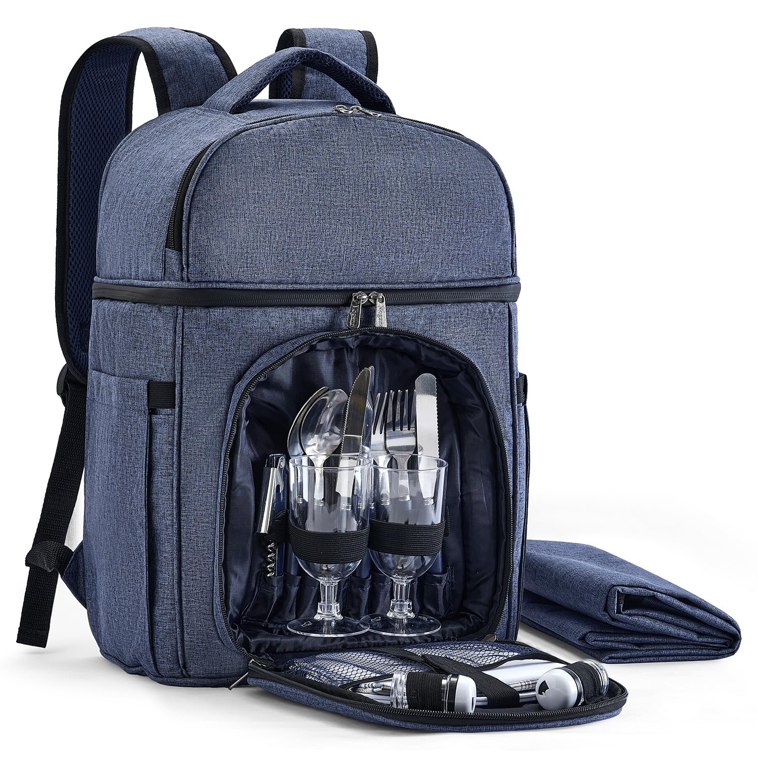 Vogano Picnic Backpack front view with dual compartments