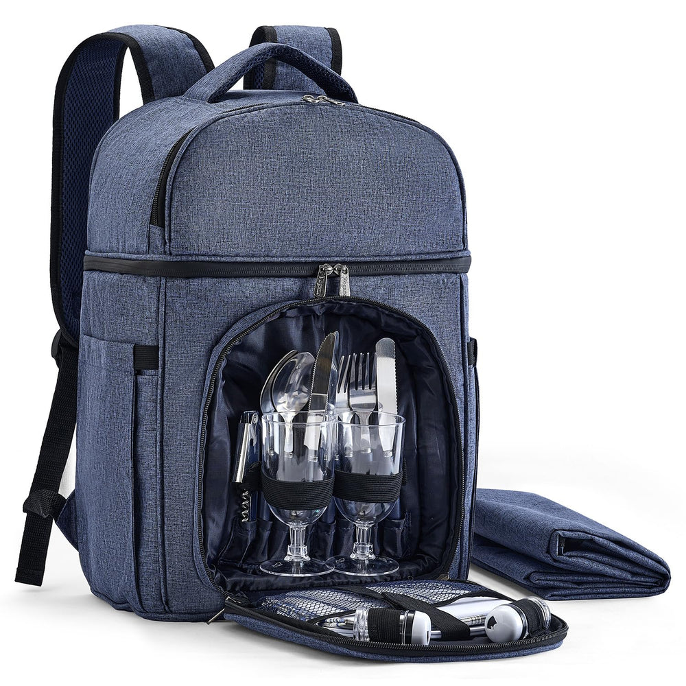 Vogano Picnic Backpack front view with dual compartments