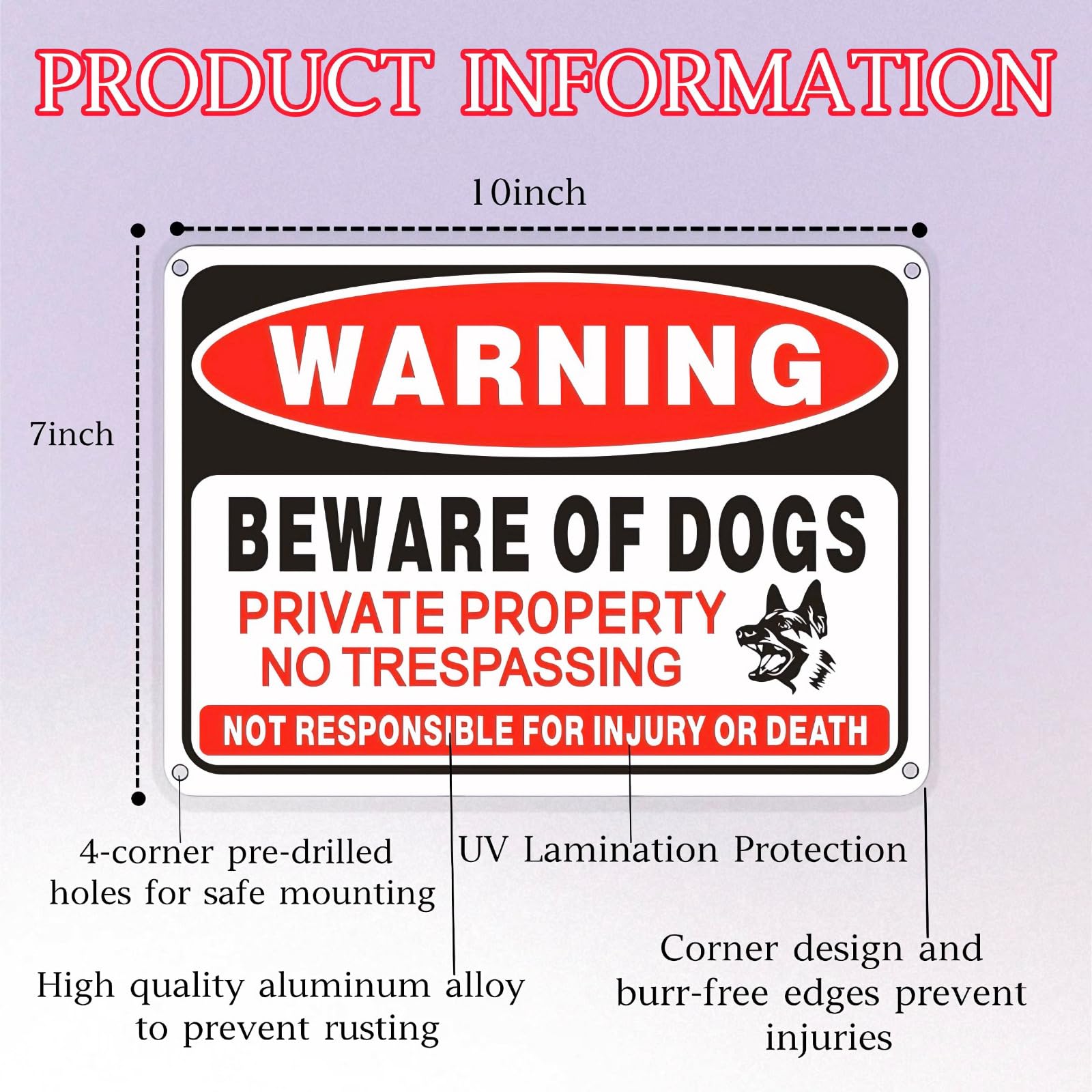 Voiluk Beware of Dog Sign installed on a fence