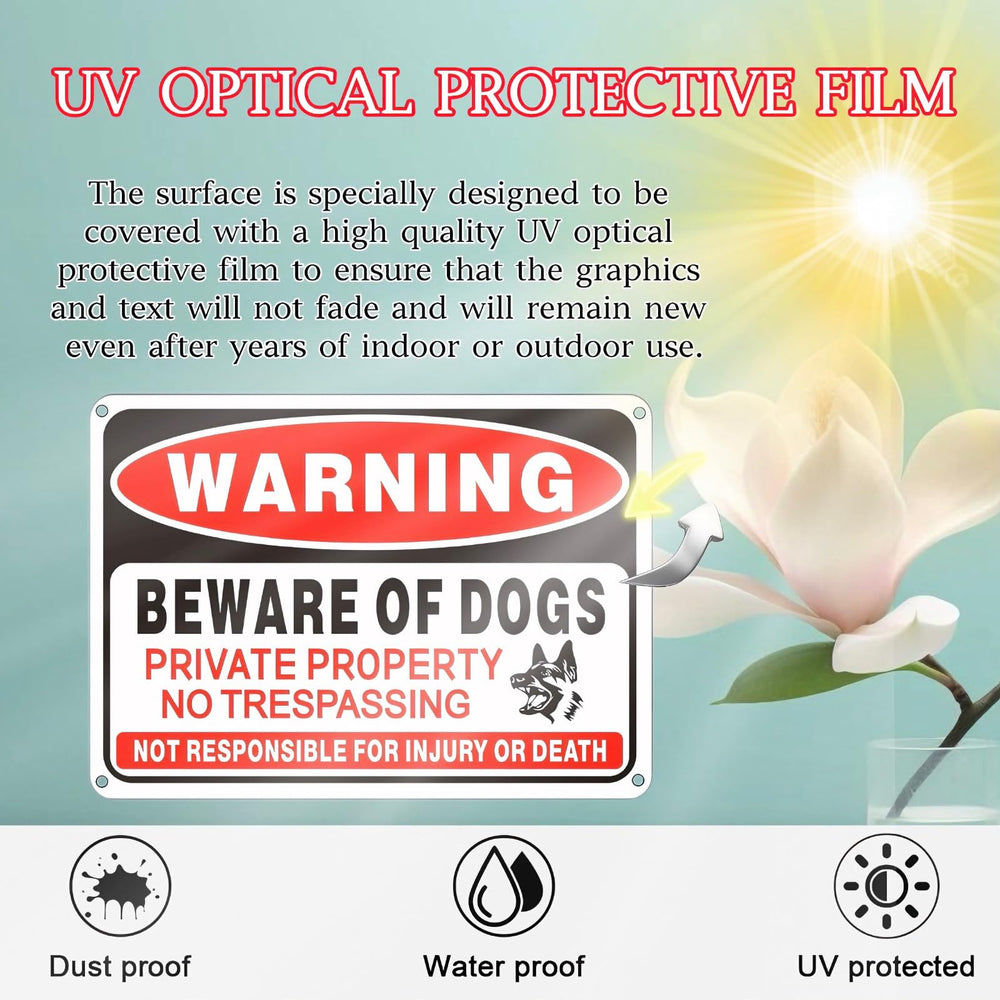 Voiluk Beware of Dog Sign with pre-drilled holes for easy installation