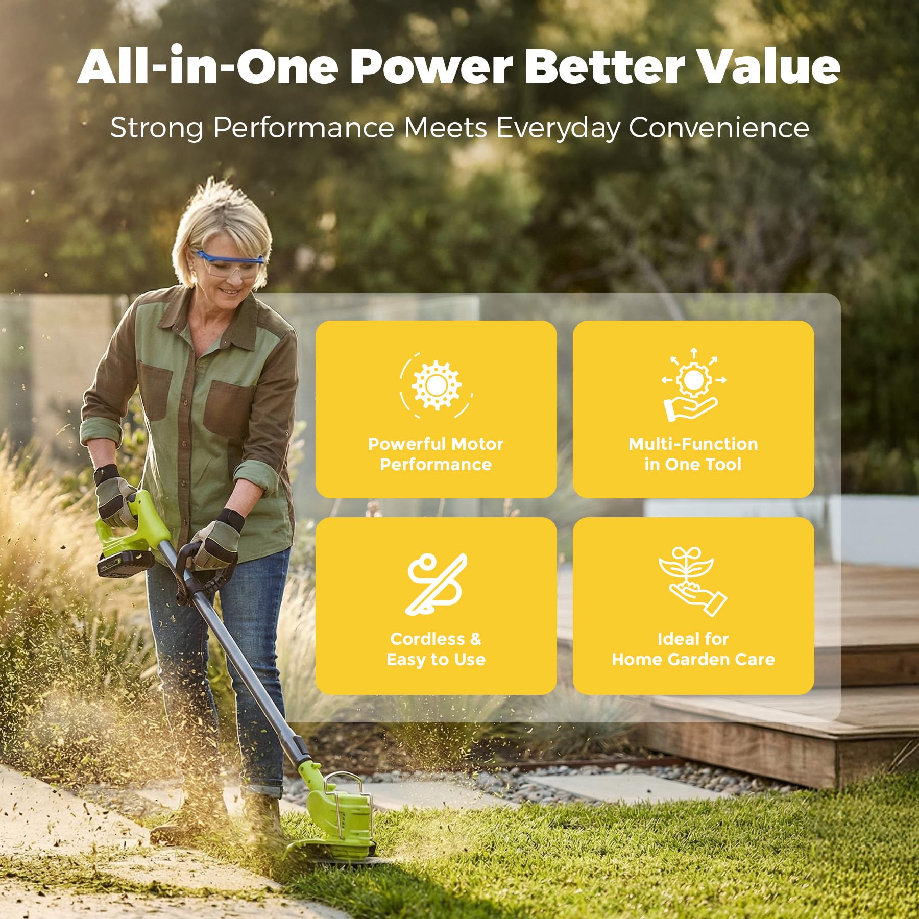 VOL2GO weed wacker lightweight design for easy handling