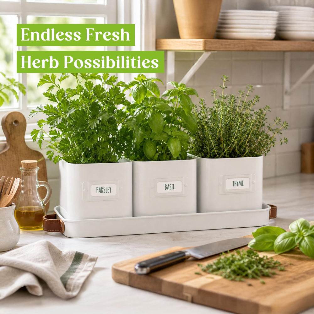 volila warmstone herb pots with fresh herbs